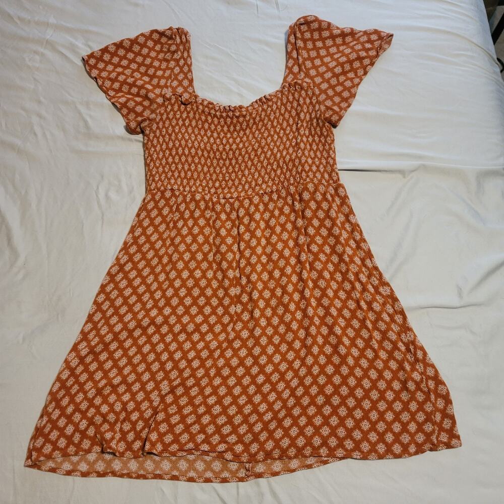 Lush Boho Autumn Patterned Shirt Pumpkin Orange Size M